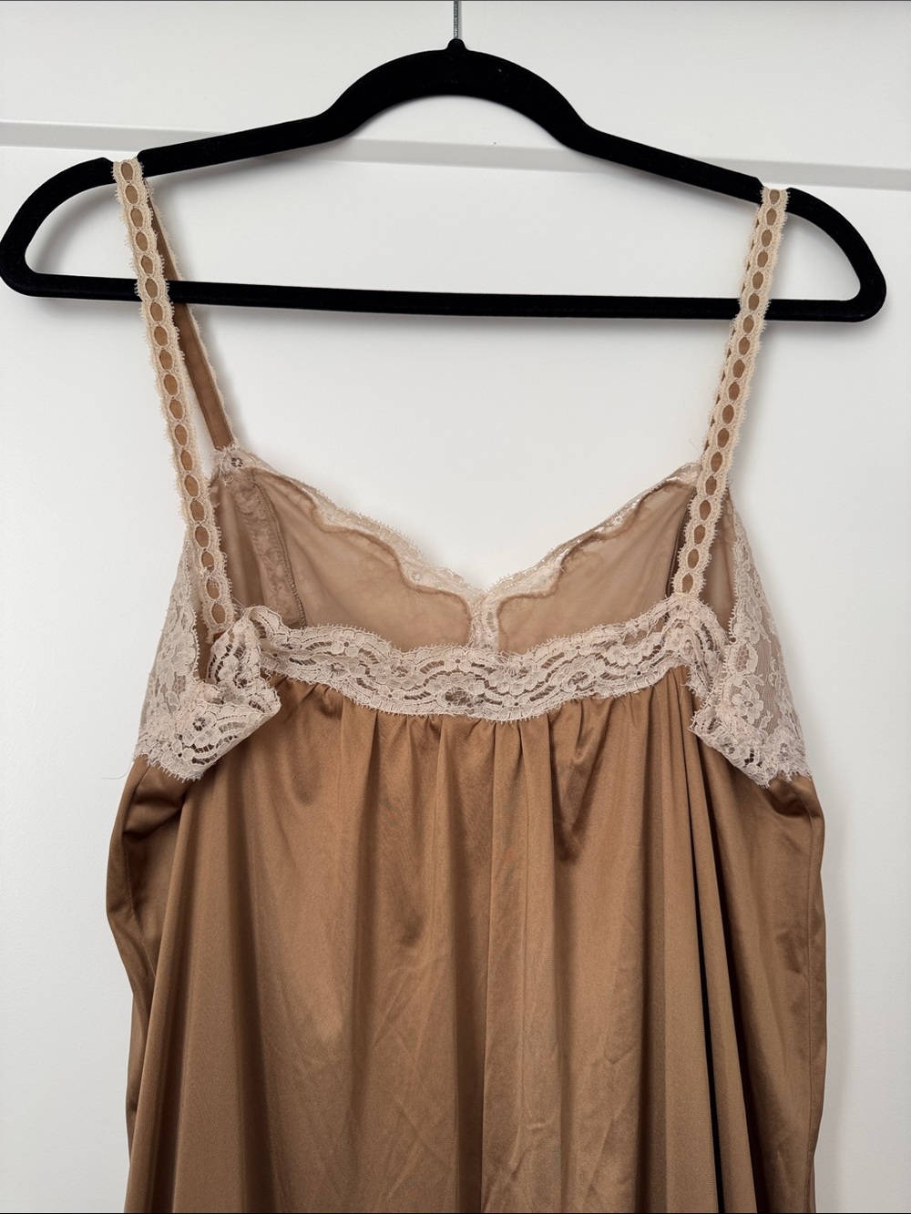 Women's Lace Trim Slip Nightgown - Cream & Tan - Picture 4 of 10
